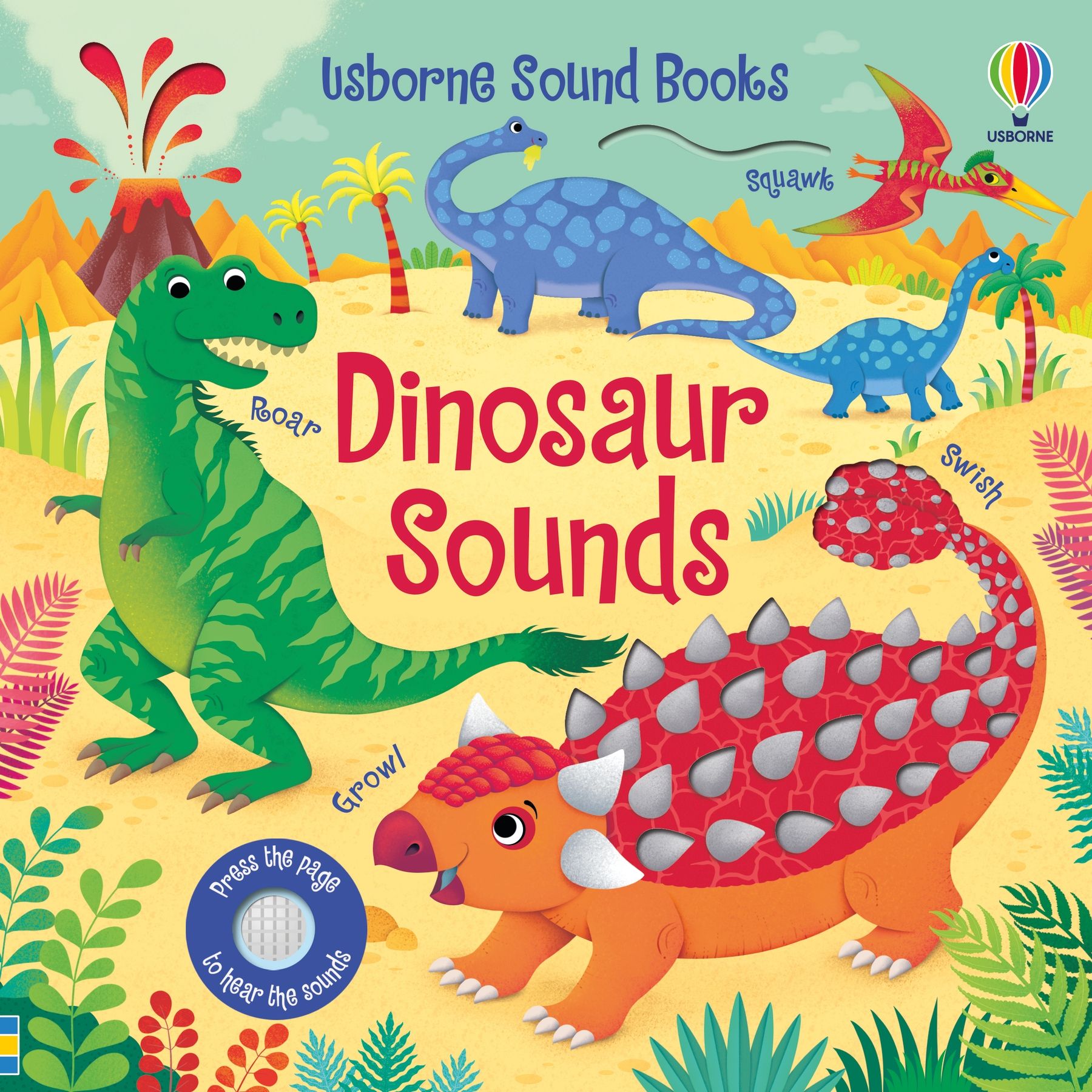 Dinosaur Sounds – Звуците на диносаурусите, тактилно – звучна книга на англиски јазик 🦖