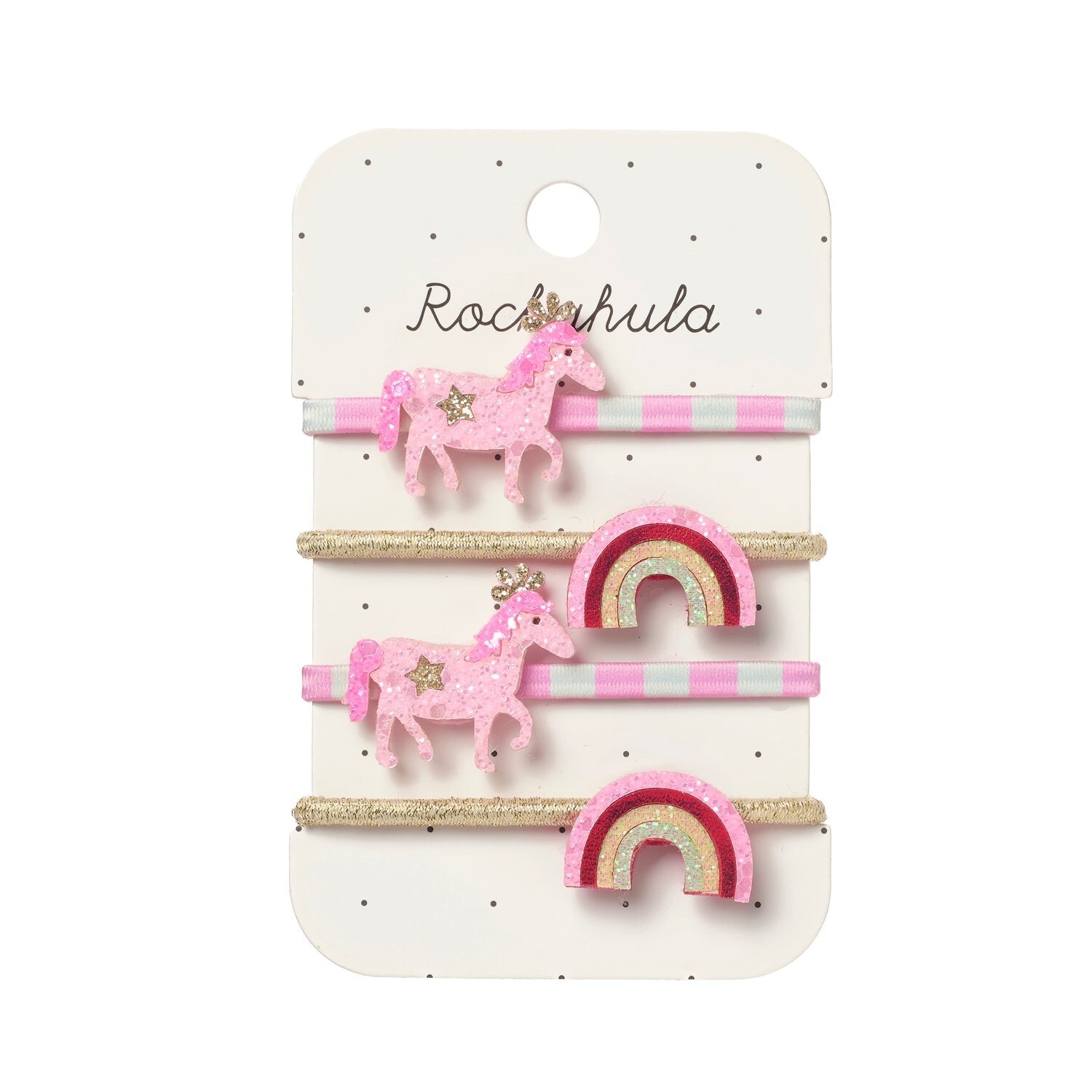 Pink Pony Stripy Ponies – Сет од 4 ластик стегачи магични коњчиња и виножита