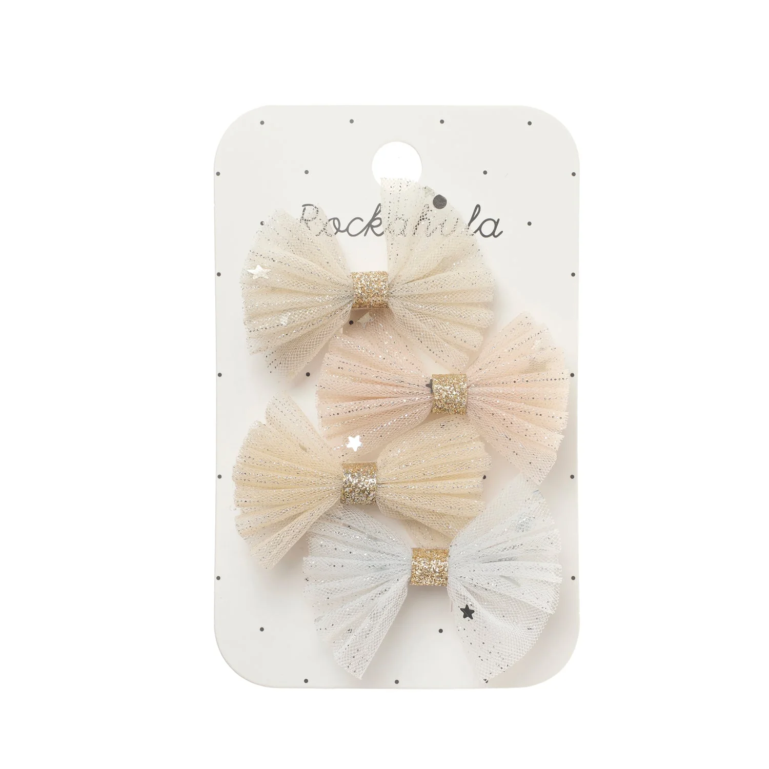 Shimmer Tulle Mini Bow Clips – Сет од 4 шнолички празнични машнички со тул✨🎀